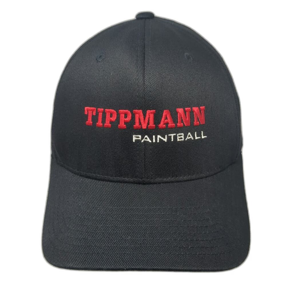 Flexfit Baseball Cap Black XL Tippmann Paintball Embroidered Logo Fitted Hat